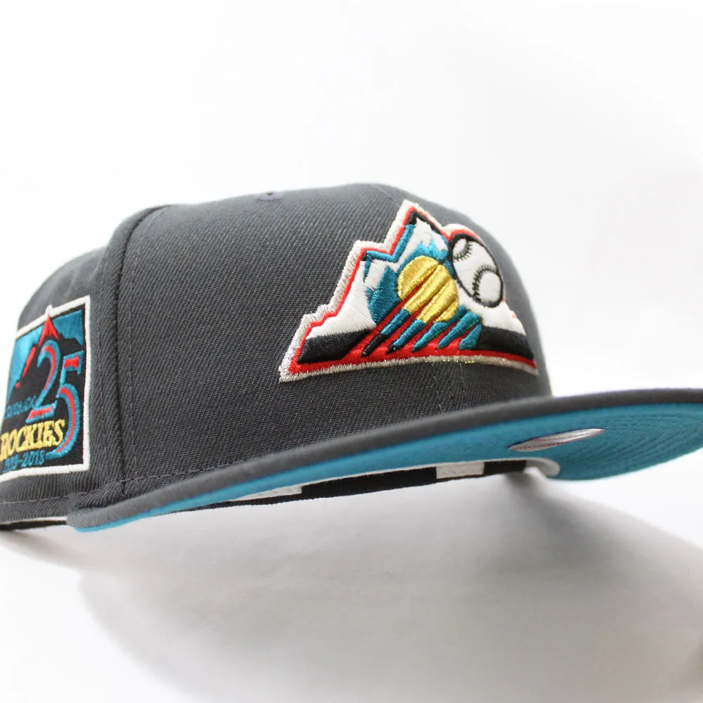 Colorado Rockies 25th Anniversary New Era 59Fifty Fitted Hat (Glow in the Dark Gray Turquoise Under Brim)