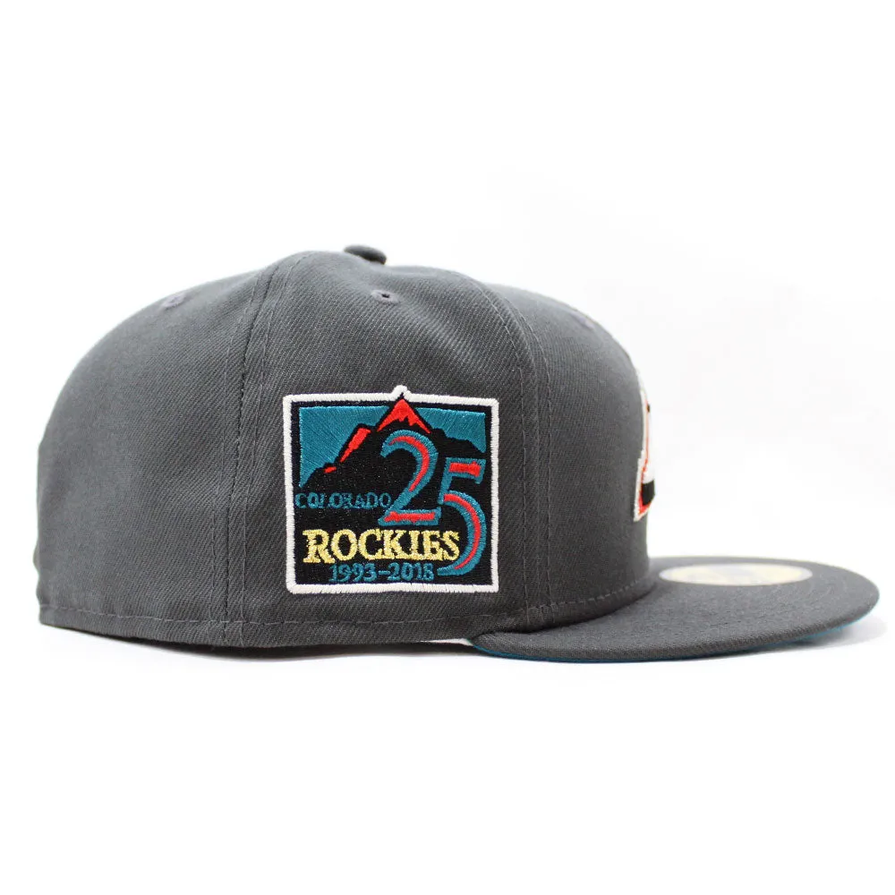 Colorado Rockies 25th Anniversary New Era 59Fifty Fitted Hat (Glow in the Dark Gray Turquoise Under Brim)