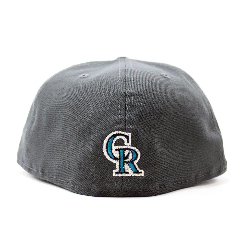 Colorado Rockies 25th Anniversary New Era 59Fifty Fitted Hat (Glow in the Dark Gray Turquoise Under Brim)