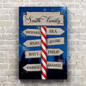 Custom Family Name   Names Personalized Christmas Sign Canvas Wall Art