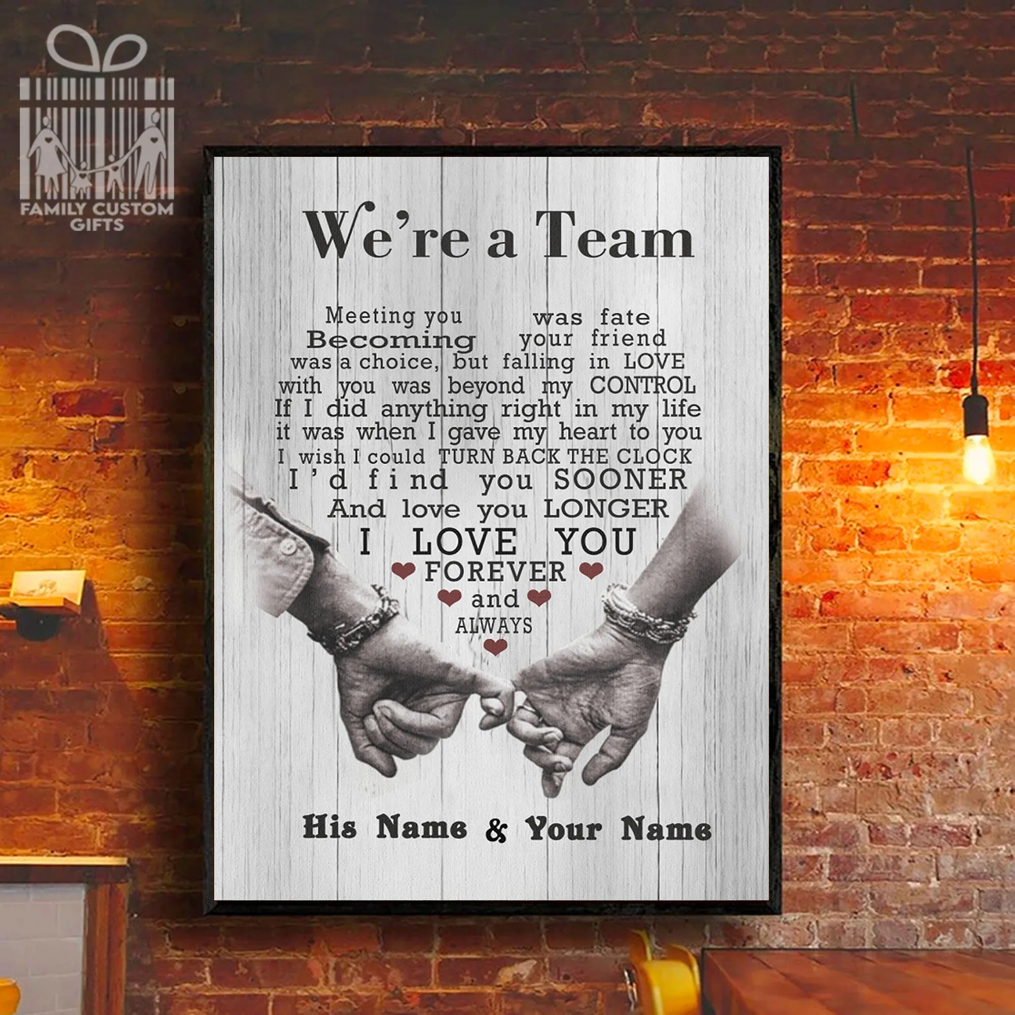 Custom Poster Prints We're A Team Meeting You Was Fate Personalized Wall Art for Couple - Premium Poster