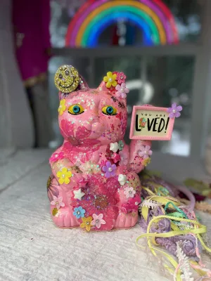 Decoupage pink Maneki Nekos Lucky Cat