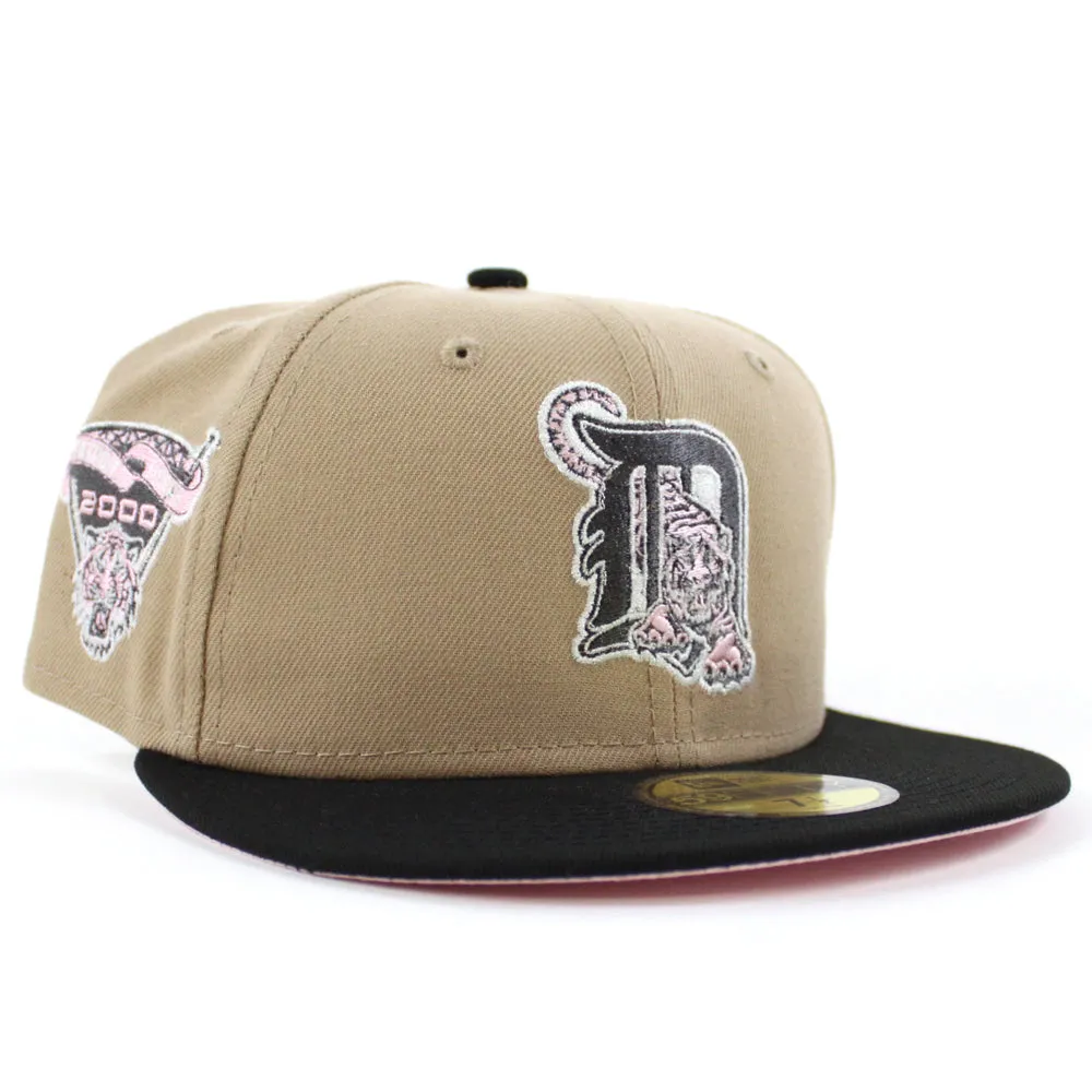 Detroit Tigers 2000 Tigers Stadium New Era 59Fifty Fitted Hat (GITD Camel Black Pink Under Brim)