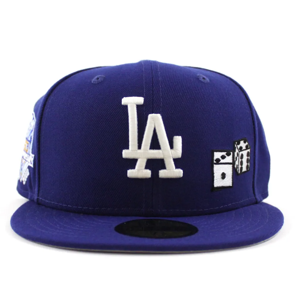 Dice Los Angeles Dodgers 50th Anniversary New Era 59Fifty Fitted Hat (GITD Royal Blue Gray Under Brim)