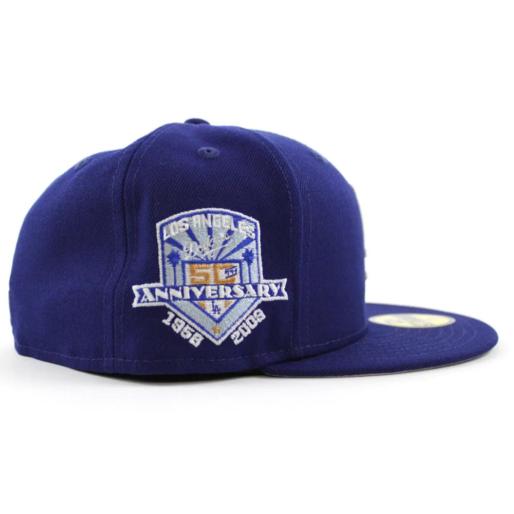 Dice Los Angeles Dodgers 50th Anniversary New Era 59Fifty Fitted Hat (GITD Royal Blue Gray Under Brim)
