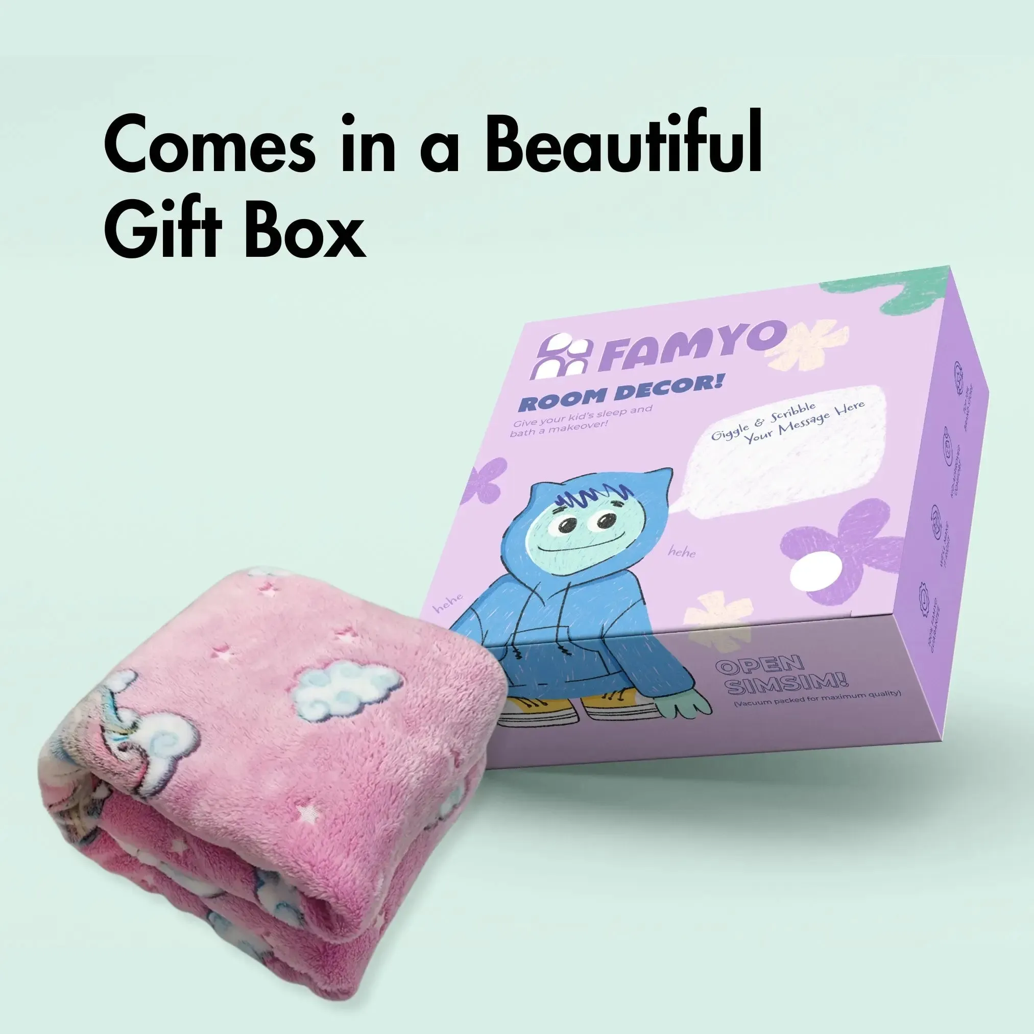 Dreamy Unicorn Glow in The Dark Blanket for Kids, 0-15 years | Ultra-soft & Lightweight Blanket for Kids