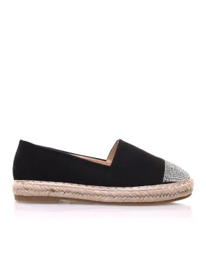 Espadrilles noires en suédine ornées de strass