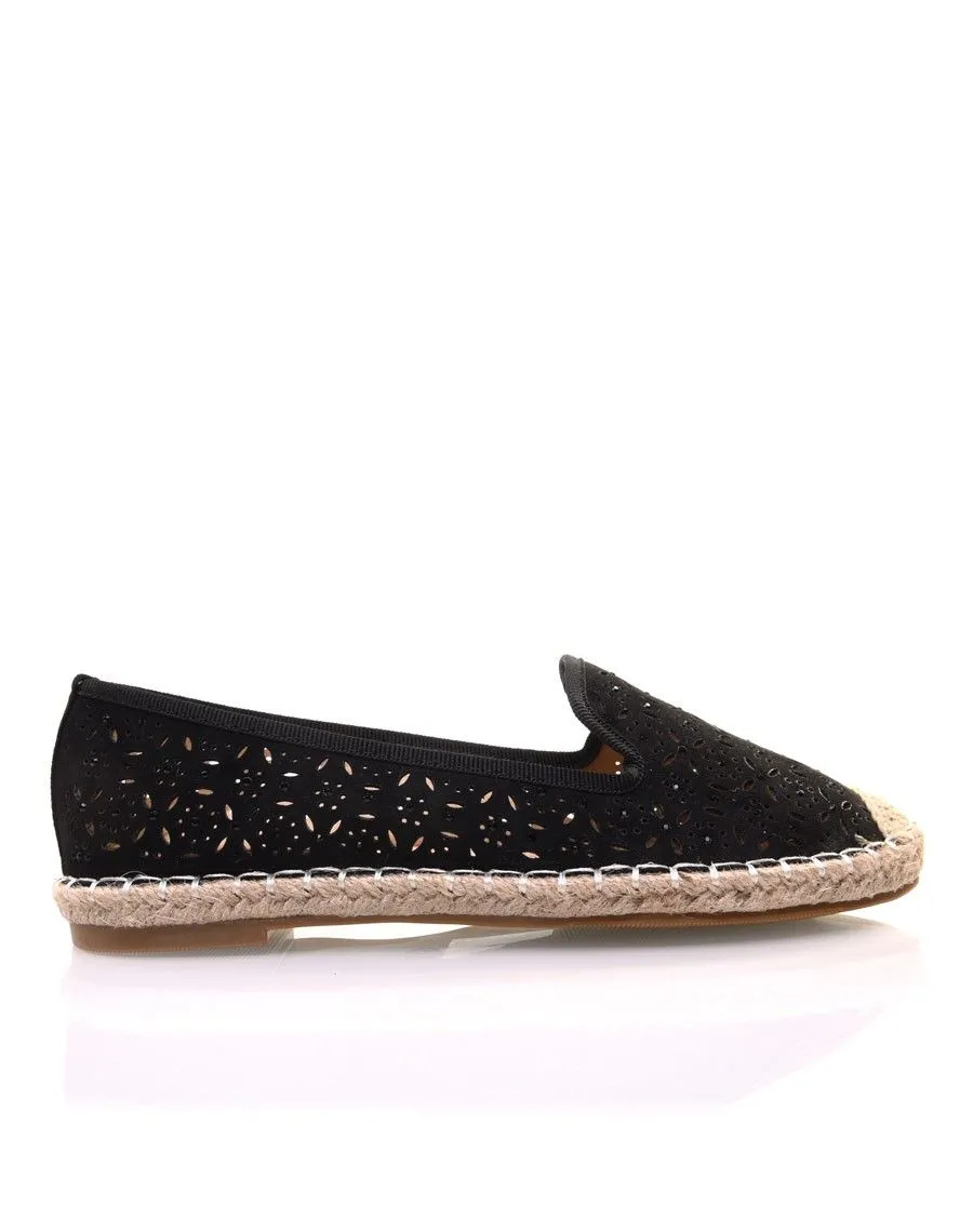 Espadrilles noires en suédine perforées