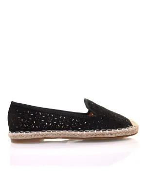 Espadrilles noires en suédine perforées