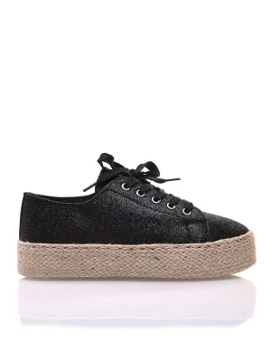 Espadrilles pailletées compensées noires