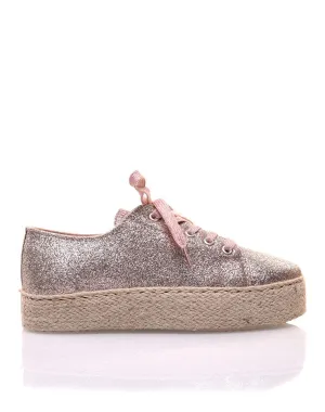 Espadrilles pailletées compensées roses