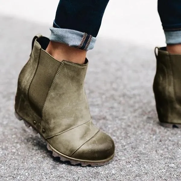 Europe and America Wedge heel Martin boots