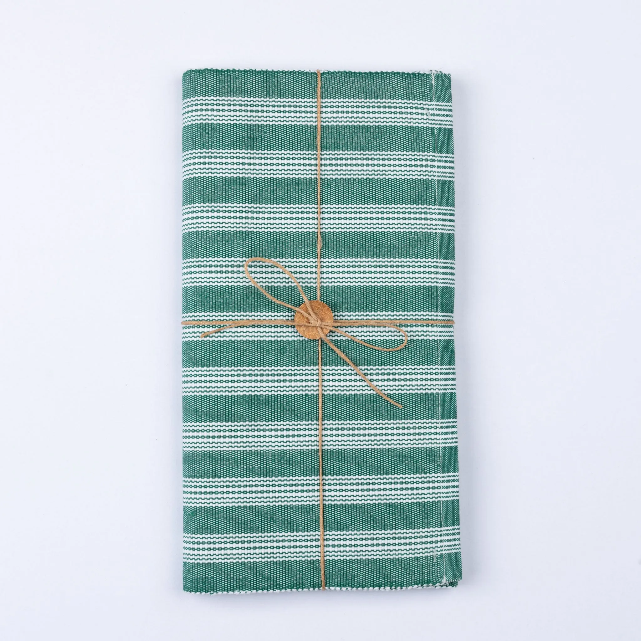 Evergreen & White Stripe Woven Table Runner