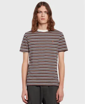 Farah Zephyr Multi Stripe T-Shirt Mandarin