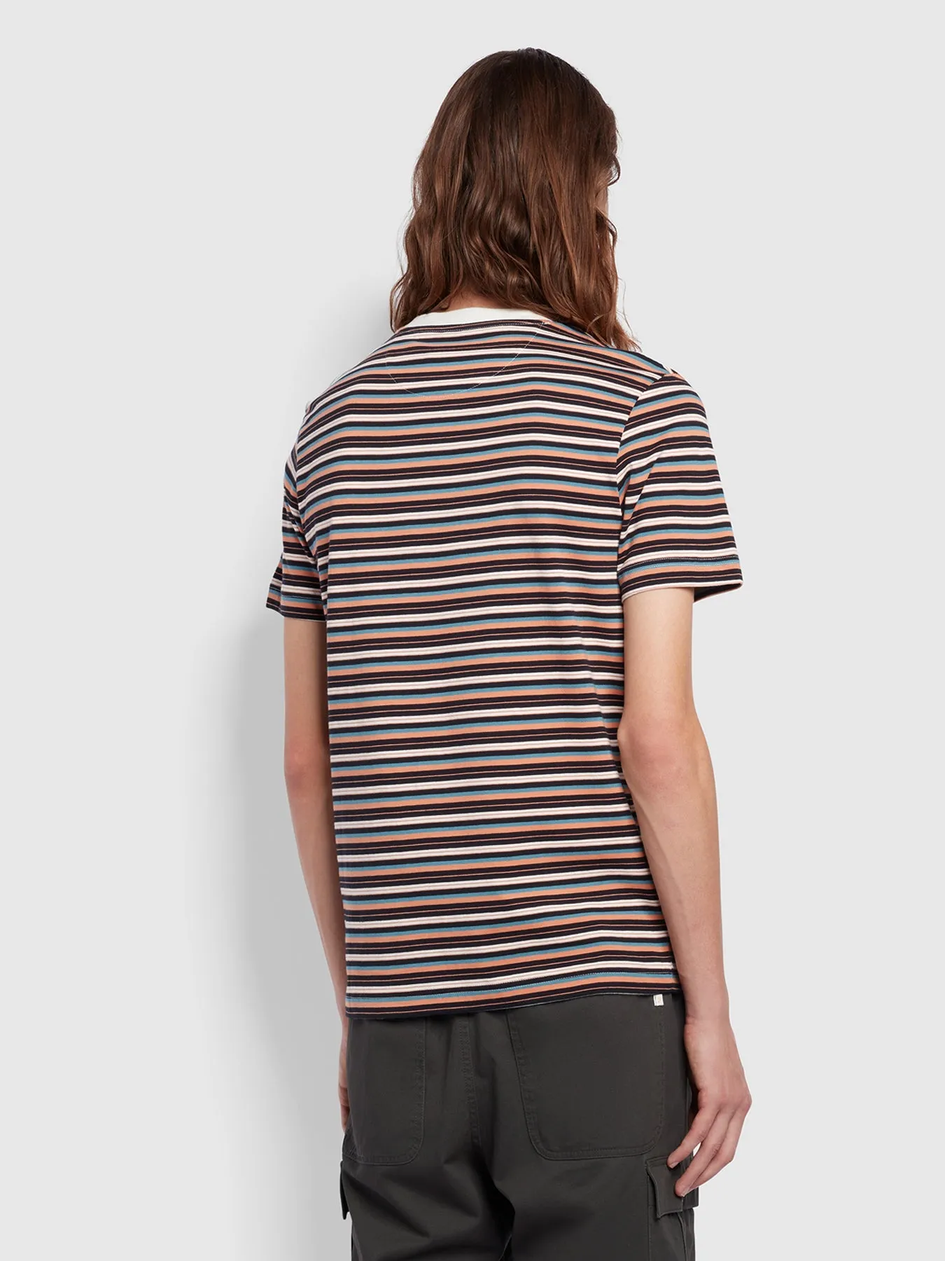 Farah Zephyr Multi Stripe T-Shirt Mandarin