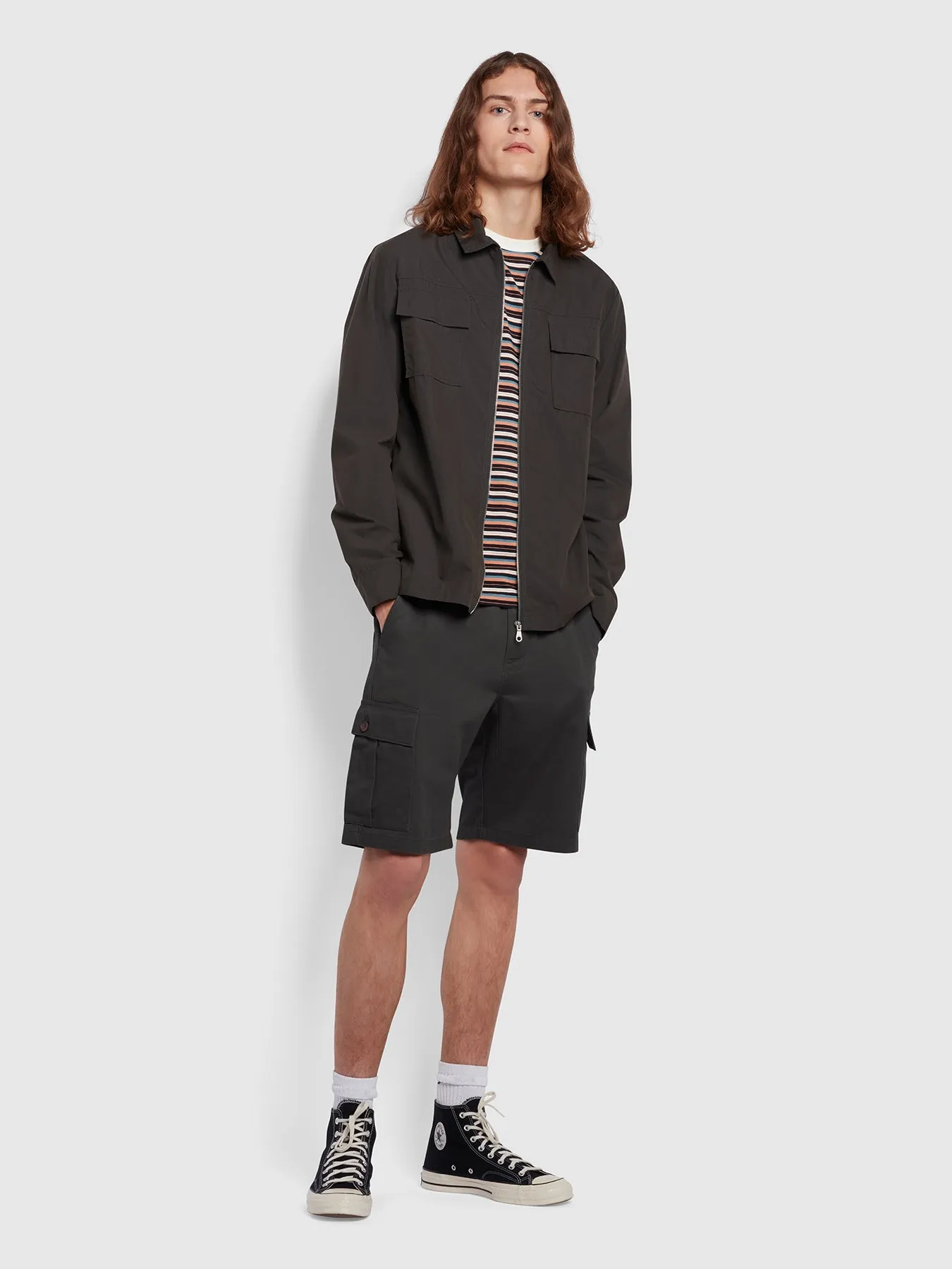 Farah Zephyr Multi Stripe T-Shirt Mandarin