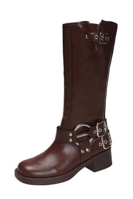 Female American Retro Martin Brown High Top Boots