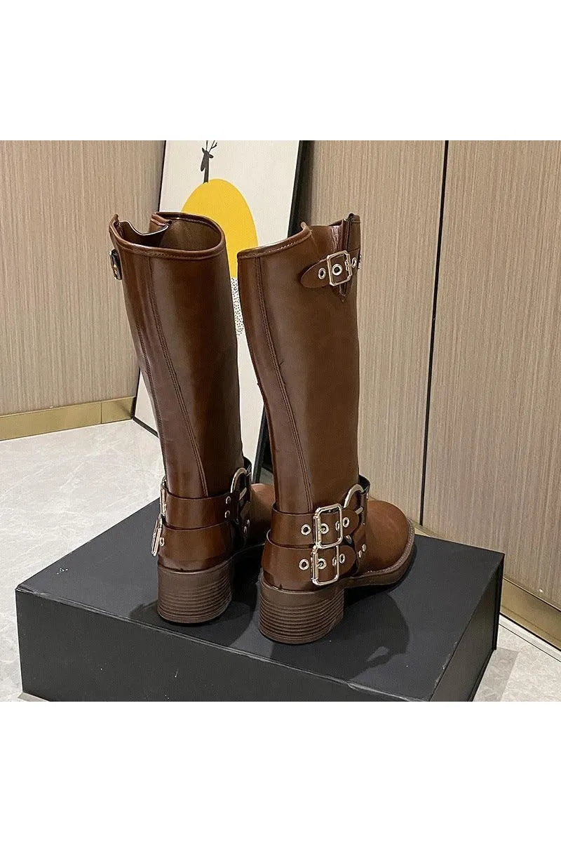 Female American Retro Martin Brown High Top Boots
