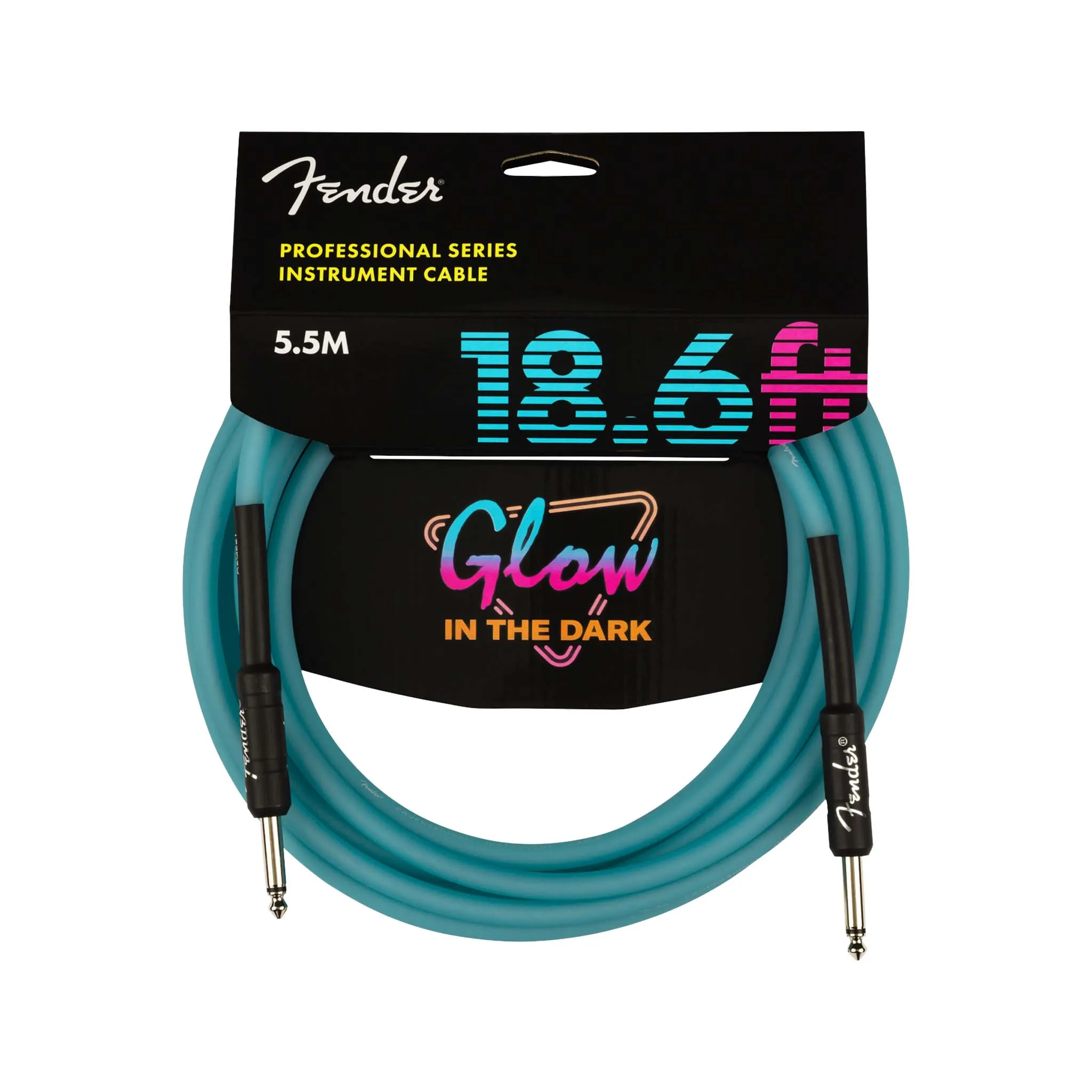 Fender 18.6 FT Professional Series Glow in the Dark Instrument Cable, Blue