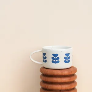 Flower Ceramic Mug - Cobalt Blue