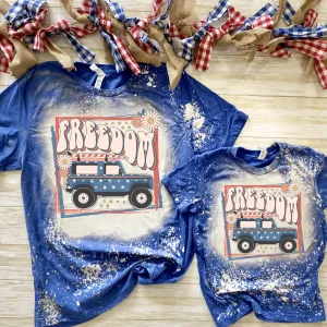 Freedom Jeep Bleached shirt - 4th of July shirt Adult XL