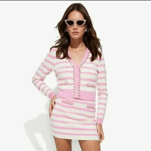 GENERATION LOVE EMMY SKIRT CREAM AND PINK STRIPE  SZ XSMALL.          NWOT