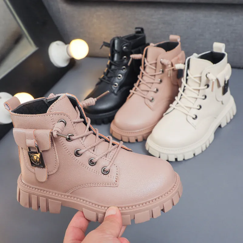Girls' Fashion Short New Versatile Martin Boots Simple