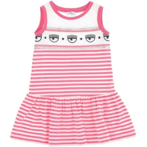 Girls Pink Stripe Logo Dress