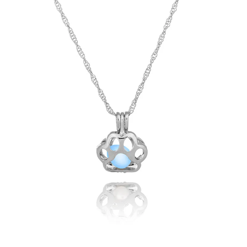 Glow In The Dark Paw Pendant Necklace