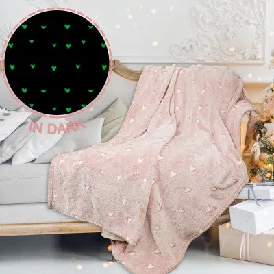 Glow in the Dark Pink Hearts Throw | 50x60''