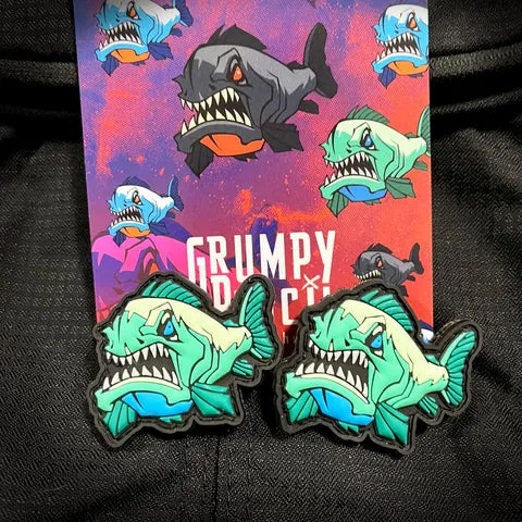 GRUMPY GLOW PIRANHA, PVC MORALE PATCH SET