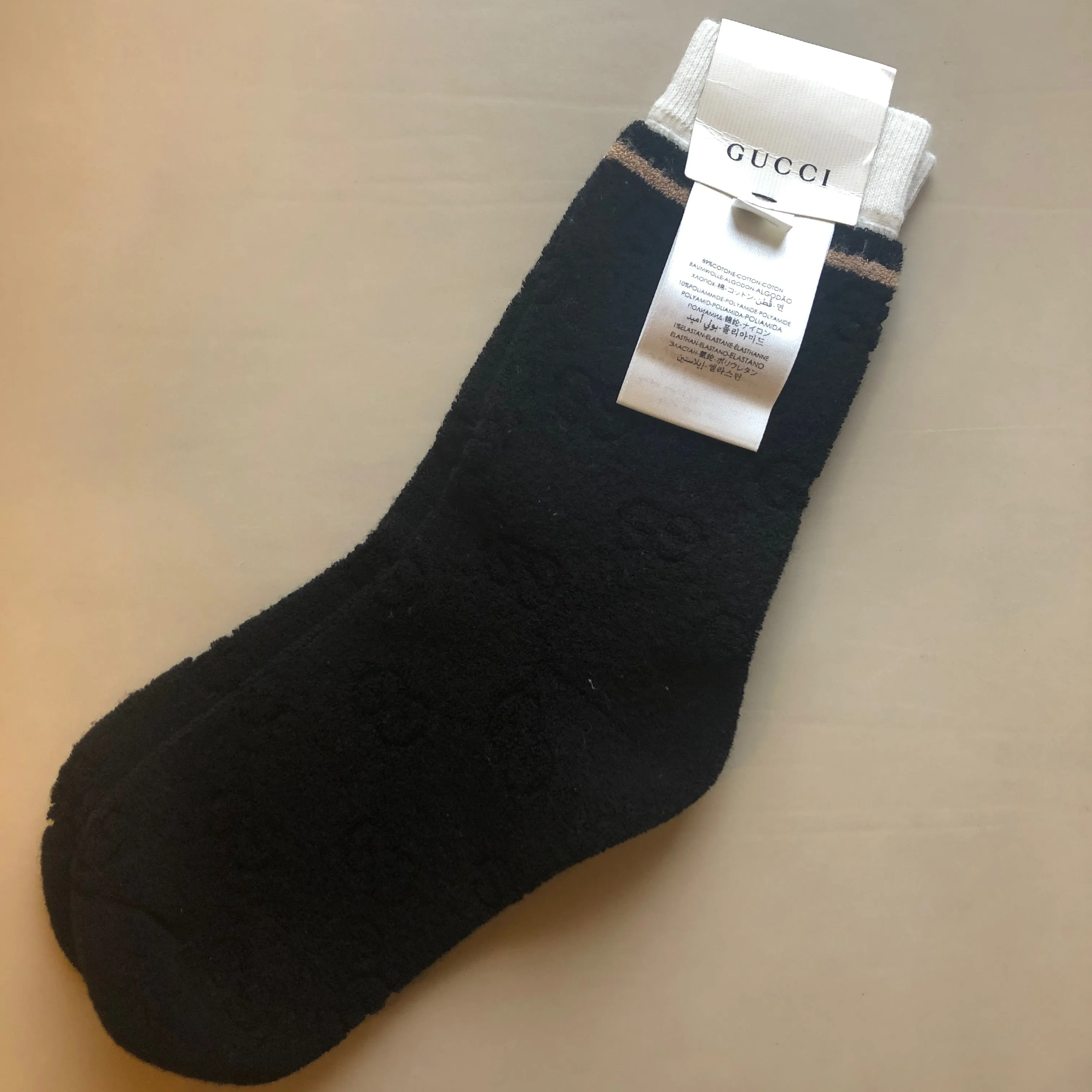 Gucci GG Logo Sponge Socks in Black