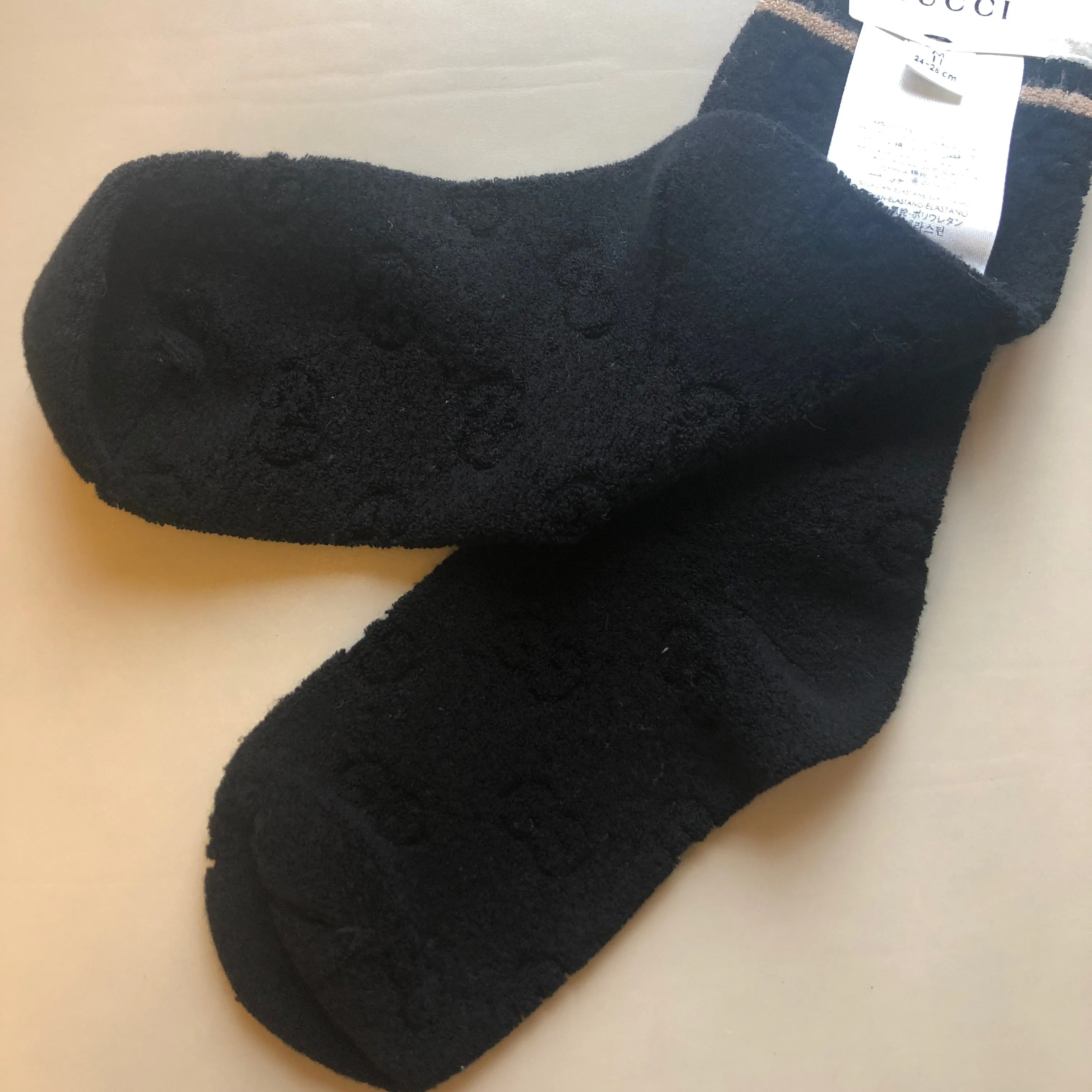 Gucci GG Logo Sponge Socks in Black