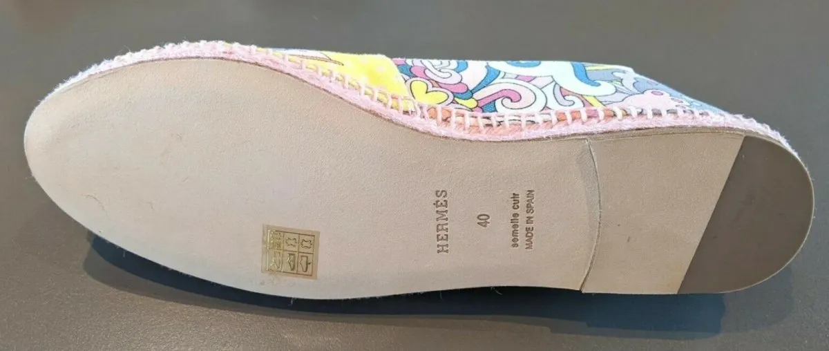 Hermes [68] Womens' Pink Psychedelic Cotton Canvas Espadrilles Sneakers Cord Shoes Sz40 BNIB!