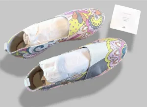 Hermes [68] Womens' Pink Psychedelic Cotton Canvas Espadrilles Sneakers Cord Shoes Sz40 BNIB!