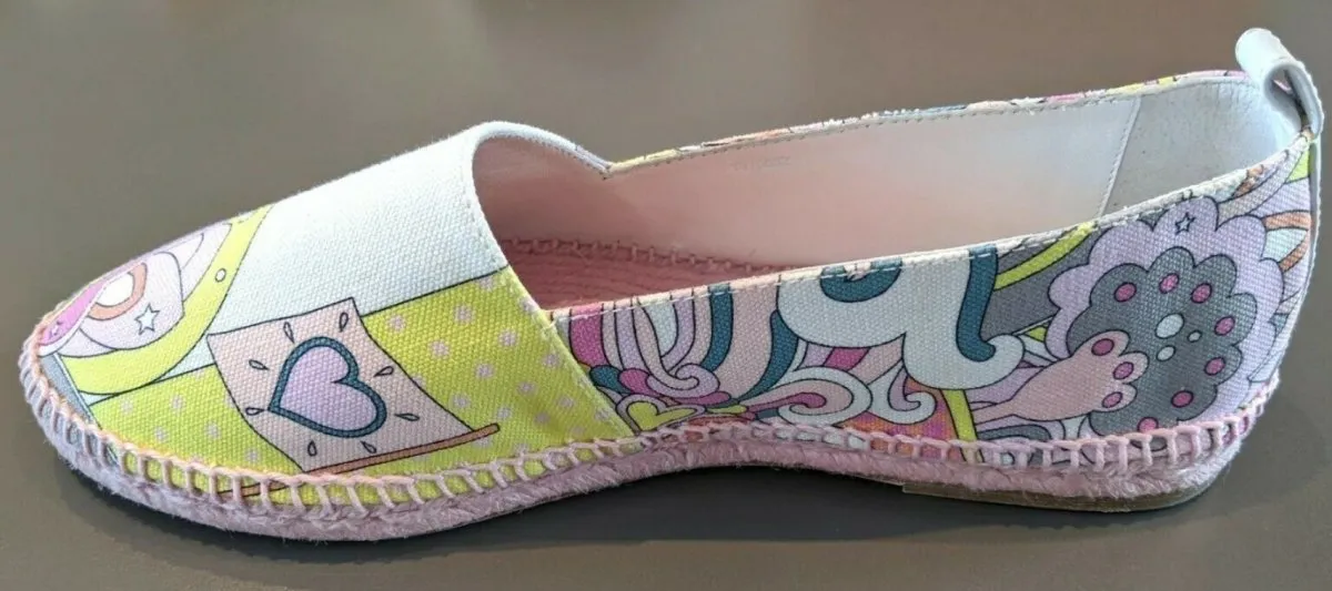 Hermes [68] Womens' Pink Psychedelic Cotton Canvas Espadrilles Sneakers Cord Shoes Sz40 BNIB!