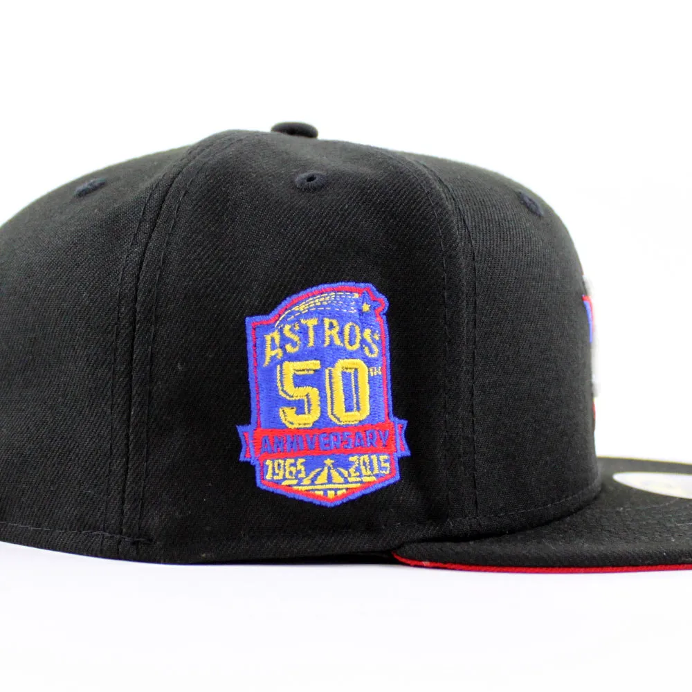 Houston Astros 50TH ANNIVERSARY New Era 59Fifty Fitted Hat (Black Royal Red Under Brim)