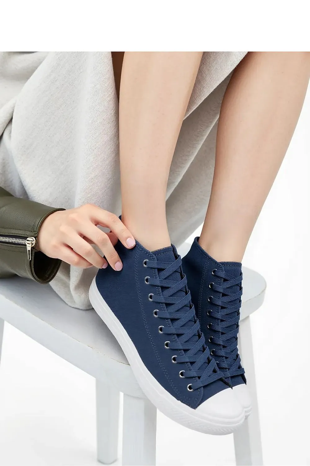 Inello Navy Blue Sneakers with Shoe Laces for Women