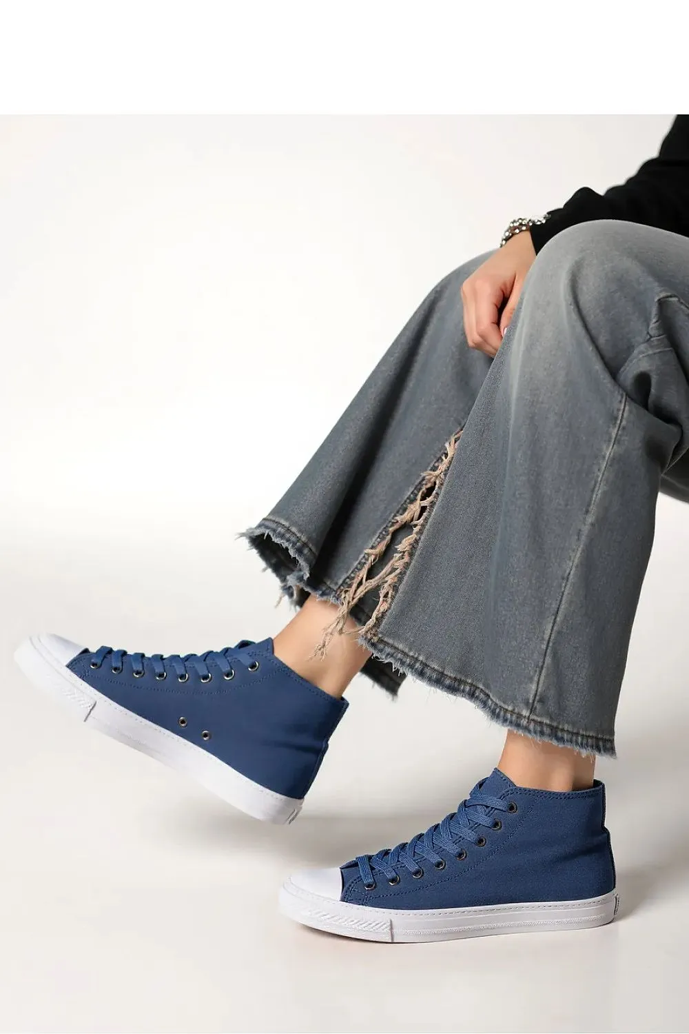 Inello Navy Blue Sneakers with Shoe Laces for Women