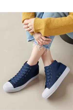 Inello Navy Blue Sneakers with Shoe Laces for Women