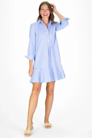 Iris Dress in Light Blue Double Stripe