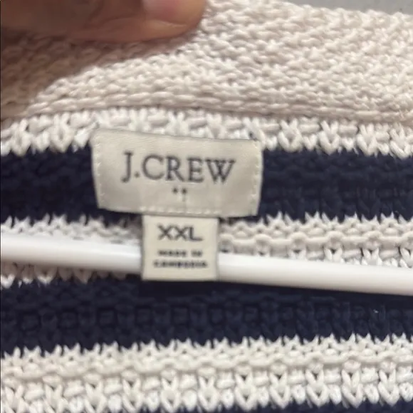 J. Crew Blue and White Striped nautical sailer Cardigan Sweater