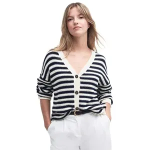 J. Crew Blue and White Striped nautical sailer Cardigan Sweater