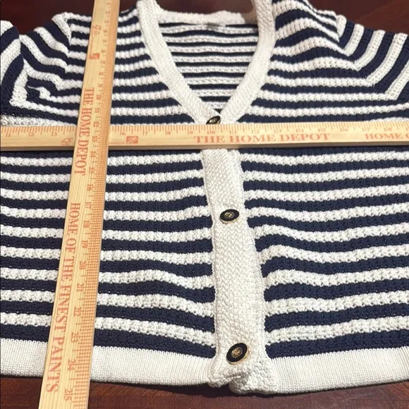 J. Crew Blue and White Striped nautical sailer Cardigan Sweater