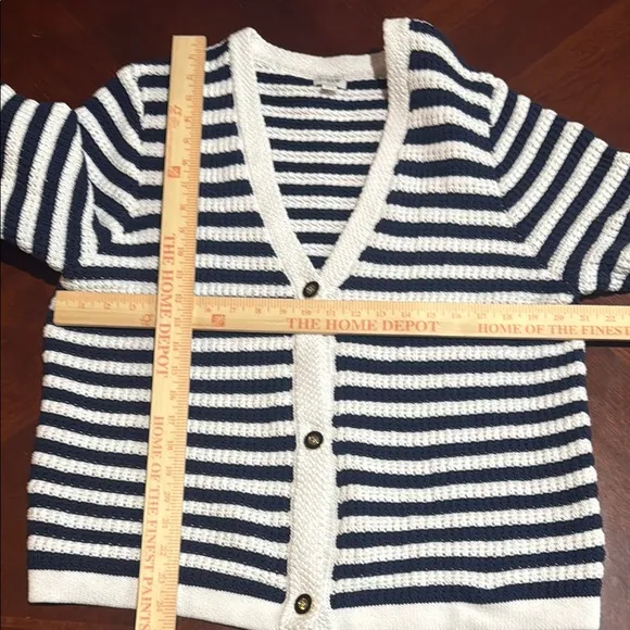 J. Crew Blue and White Striped nautical sailer Cardigan Sweater