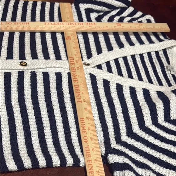 J. Crew Blue and White Striped nautical sailer Cardigan Sweater