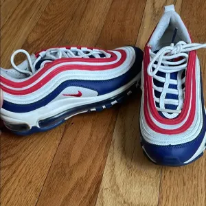 Kids' Nike Air Max 97 Red, Blue, and White Sneakers