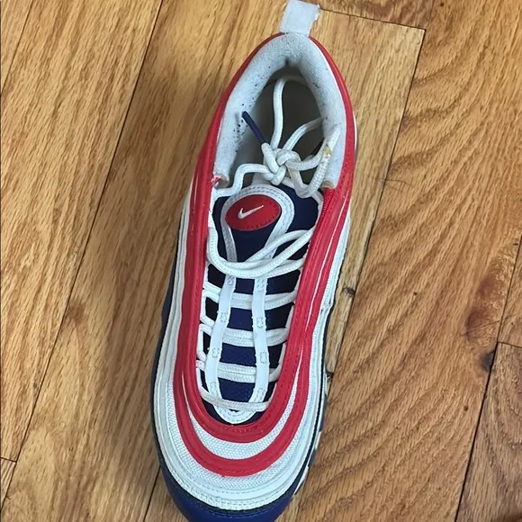 Kids' Nike Air Max 97 Red, Blue, and White Sneakers