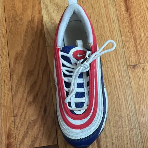 Kids' Nike Air Max 97 Red, Blue, and White Sneakers