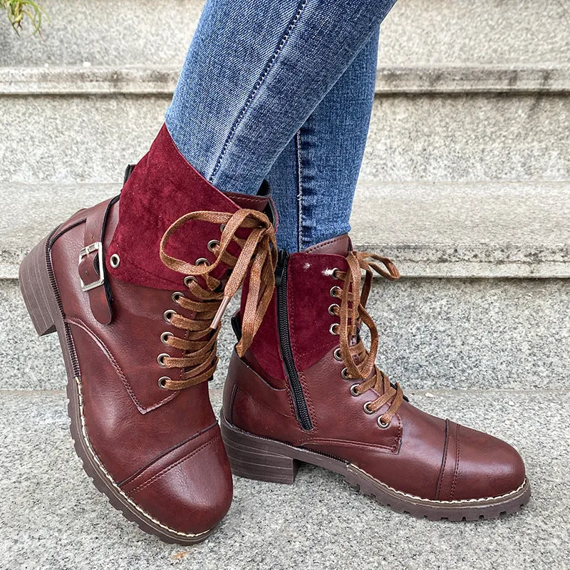 Lace-up mid-tube Martin boots